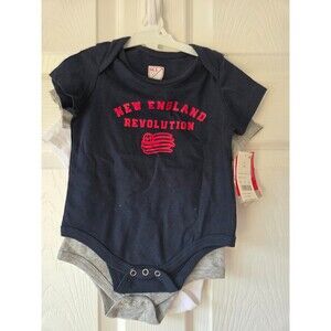MLS New England Revolution NWT Baby Set 3pc Bodysuits Soccer 100% Cotton